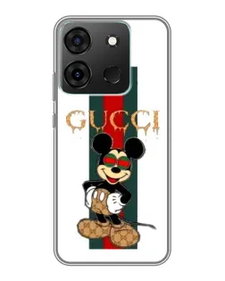 Чехол для Infinix Smart 7 с картинкой «Микки Маус Gucci — полосы»