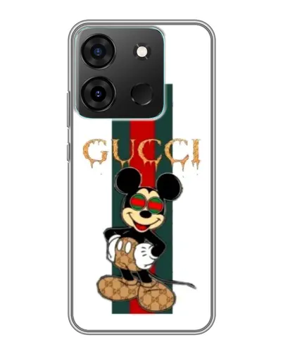 Чехол для Infinix Smart 7 с картинкой «Микки Маус Gucci — полосы»