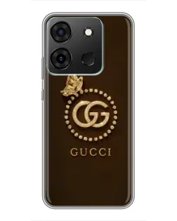 Чехол для Infinix Smart 7 с картинкой «Gucci — золотая бабочка»