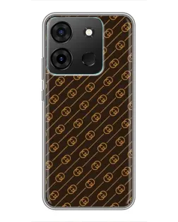 Чехол для Infinix Smart 7 с картинкой «Gucci — золотые диагонали»