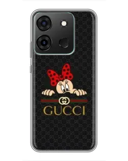 Чехол для Infinix Smart 7 с картинкой «Минни Маус Gucci — черный»