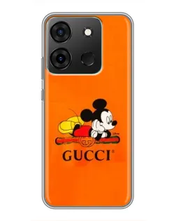 Чехол для Infinix Smart 7 с картинкой «Микки Маус Gucci — оранж»