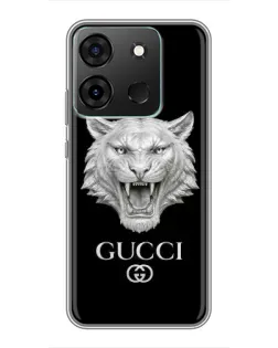 Чехол для Infinix Smart 7 с картинкой «Gucci — серебряный лев»