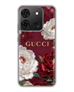 Чехол для Infinix Smart 7 с картинкой «Gucci — бордовые розы»
