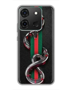 Чехол для Infinix Smart 7 с картинкой «Gucci — змея на полосе»