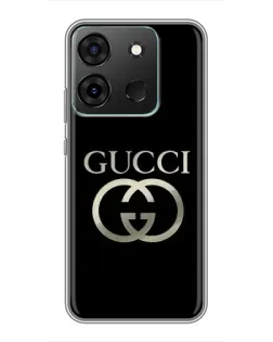 Чехол для Infinix Smart 7 с картинкой «Gucci — золото на черном»