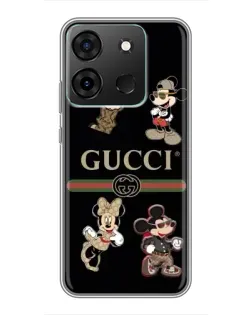 Чехол для Infinix Smart 7 с картинкой «Gucci — герои Disney и монограмма»