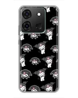 Чохол для Infinix Smart 7 з картинкою «Чорний паттерн Kuromi»