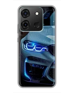 Чохол для Infinix Smart 7 з картинкою «Погляд BMW з синіми фарами»