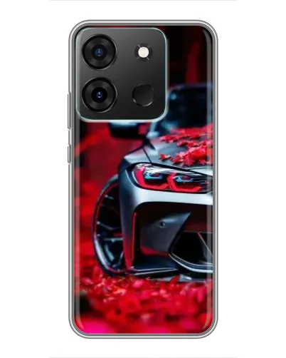 Чохол для Infinix Smart 7 з картинкою «Спортивна BMW та квіти»