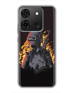 Чехол для Infinix Smart 7 с картинкой «PUBG — огненный силуэт»