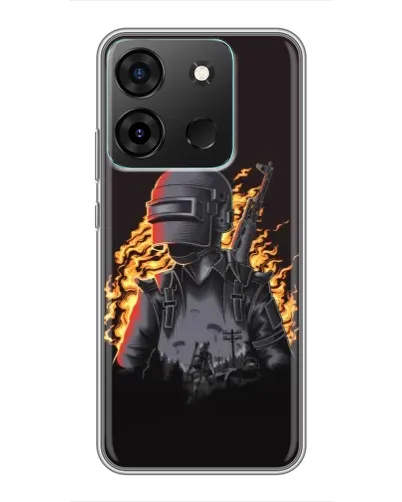 Чехол для Infinix Smart 7 с картинкой «PUBG — огненный силуэт»