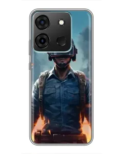 Чехол для Infinix Smart 7 с картинкой «PUBG — реалистичный герой»