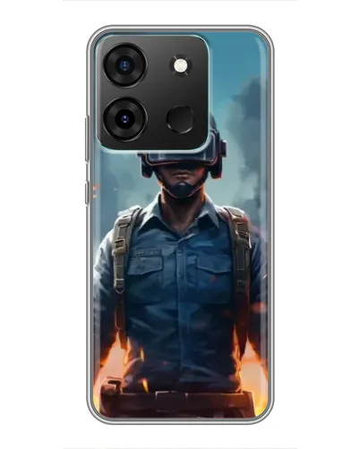 Чехол для Infinix Smart 7 с картинкой «PUBG — реалистичный герой»