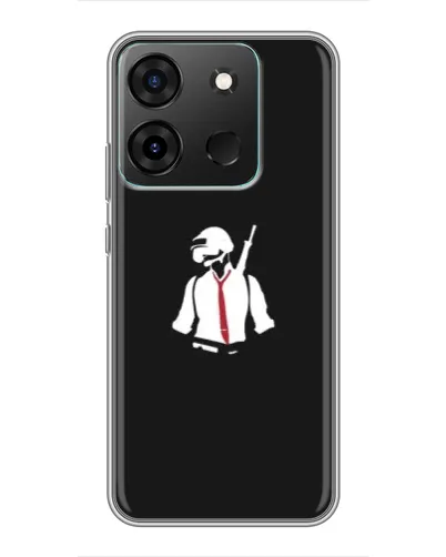 Чехол для Infinix Smart 7 с картинкой «PUBG — силуэт воина»