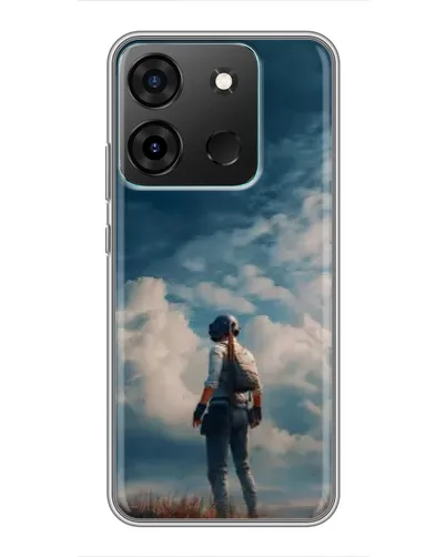 Чехол для Infinix Smart 7 с картинкой «Герой PUBG на скале»