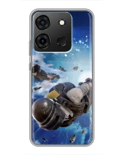Чехол для Infinix Smart 7 с картинкой «Десант PUBG — прыжок»