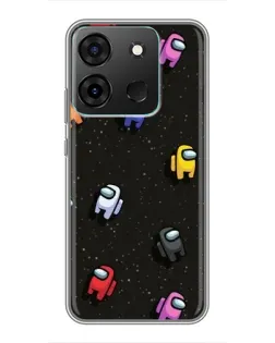 Чехол для Infinix Smart 7 с картинкой «Космический паттерн Among Us»