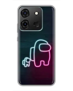 Чехол для Infinix Smart 7 с картинкой «Among Us неон-арт»