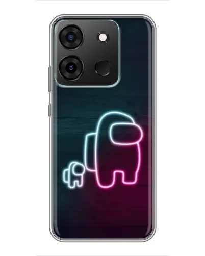 Чехол для Infinix Smart 7 с картинкой «Among Us неон-арт»