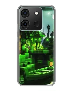 Чехол для Infinix Smart 7 с картинкой «Minecraft лесной пейзаж»