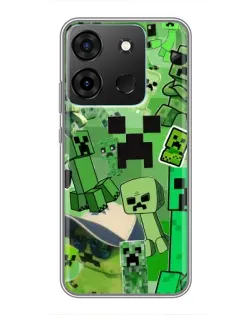 Чехол для Infinix Smart 7 с картинкой «Криперы Minecraft»