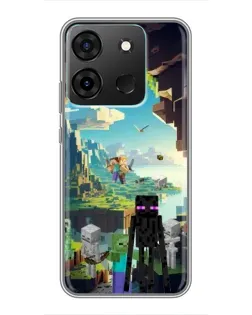 Чехол для Infinix Smart 7 с картинкой «Эндермен в лесу»