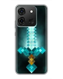 Чехол для Infinix Smart 7 с картинкой «Алмазный меч неон»