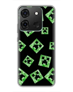 Чехол для Infinix Smart 7 с картинкой «Паттерн с криперами»