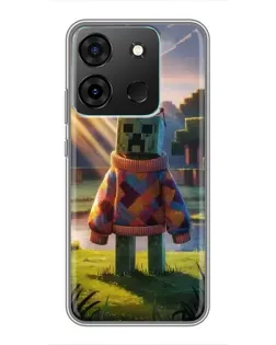 Чехол для Infinix Smart 7 с картинкой «Крипер в свитере»
