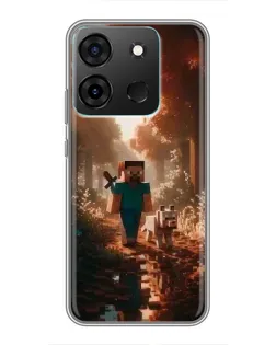 Чехол для Infinix Smart 7 с картинкой «Стив в лесу»