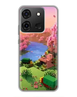 Чехол для Infinix Smart 7 с картинкой «Розовое дерево Minecraft»