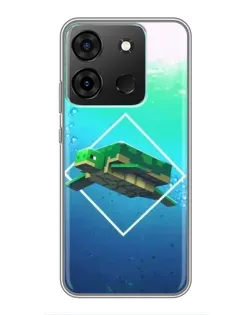 Чехол для Infinix Smart 7 с картинкой «Черепаха Minecraft»