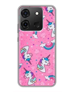 Чехол для Infinix Smart 7 с картинкой «Unicorn паттерн розовый»