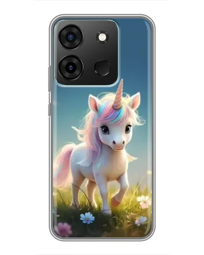 Чехол для Infinix Smart 7 с картинкой «Единорог на поляне»