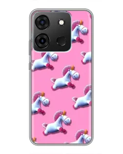 Чехол для Infinix Smart 7 с картинкой «Единороги на розовом»
