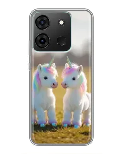 Чехол для Infinix Smart 7 с картинкой «Пара единорогов»