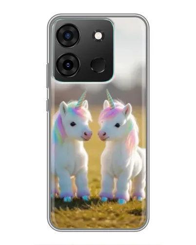 Чехол для Infinix Smart 7 с картинкой «Пара единорогов»