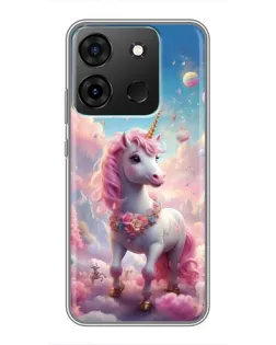 Чехол для Infinix Smart 7 с картинкой «Единорог среди облаков»