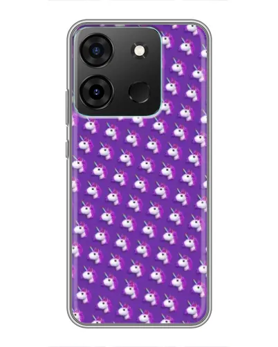 Чехол для Infinix Smart 7 с картинкой «Единороги на фиолетовом»