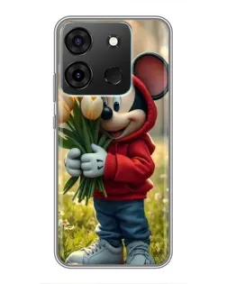 Чохол для Infinix Smart 7 з картинкою «Міккі з тюльпанами»