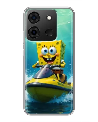 Чехол для Infinix Smart 7 с картинкой «Спанч Боб на гидроцикле»