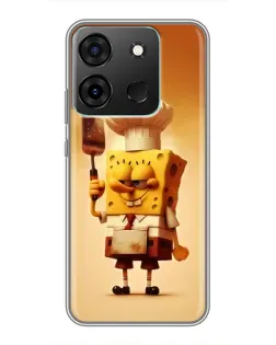 Чехол для Infinix Smart 7 с картинкой «Губка Боб повар»