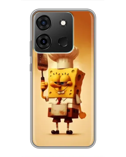 Чехол для Infinix Smart 7 с картинкой «Губка Боб повар»