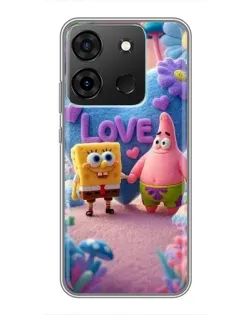 Чехол для Infinix Smart 7 с картинкой «Губка Боб Патрик»