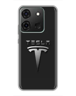 Чохол для Infinix Smart 7 з картинкою «Сталевий логотип Tesla»