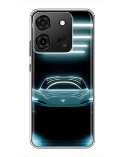 Чохол для Infinix Smart 7 з картинкою «Tesla в неоні»