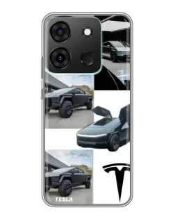 Чохол для Infinix Smart 7 з картинкою «Колаж Cybertruck Tesla»
