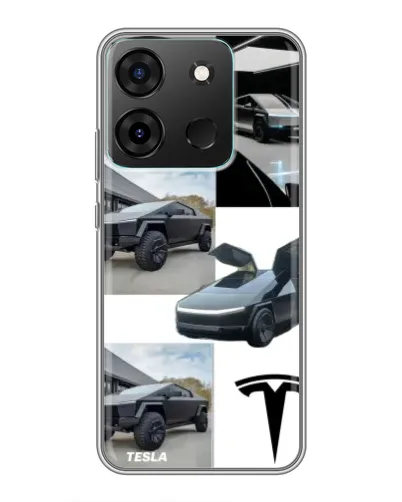 Чохол для Infinix Smart 7 з картинкою «Колаж Cybertruck Tesla»