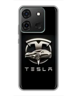 Чохол для Infinix Smart 7 з картинкою «Tesla — срібне авто»